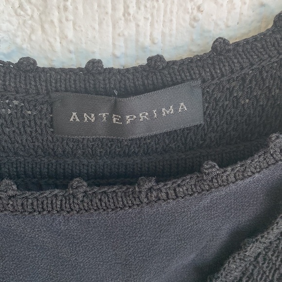 Anteprima Black Crochet Modal Ruffle Mini Dress sz 38 4/6 - Picture 5 of 9